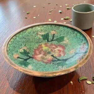 Vintage Chinese Enamel Cloisonne Copper Bowl
